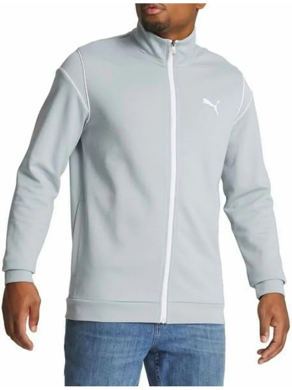 PUMA Men's Track Jacket Gray Size Small Front Zip